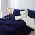 NNEDSZ 2 in 1 teddy sherpa duvet cover set and blanket queen midnight