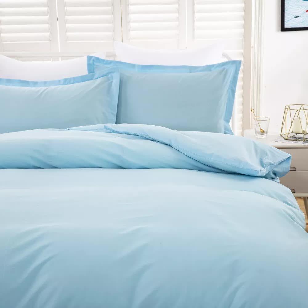 NNEDSZ 100% cotton Premium Doona Duvet Quilt Cover Set with Soft Pillowcases - Aqua-Double