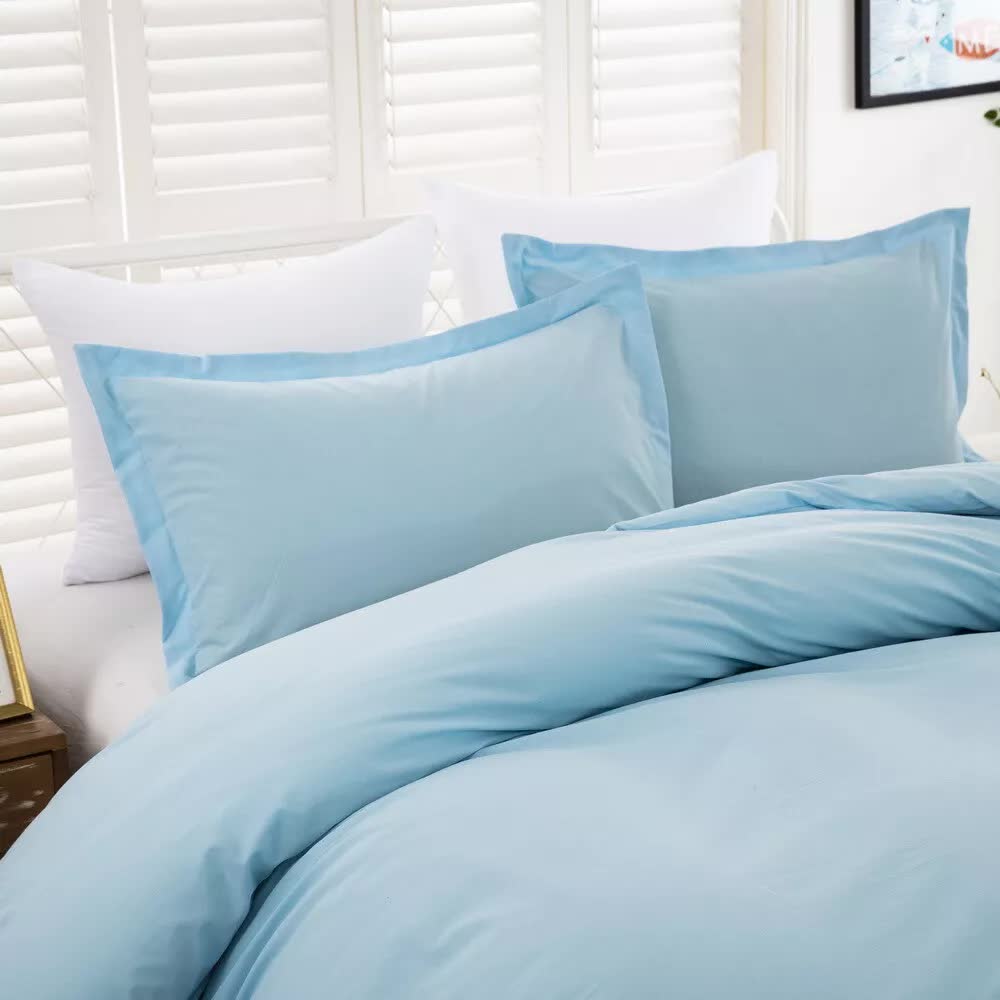 NNEDSZ 100% cotton Premium Doona Duvet Quilt Cover Set with Soft Pillowcases - Aqua-Super King