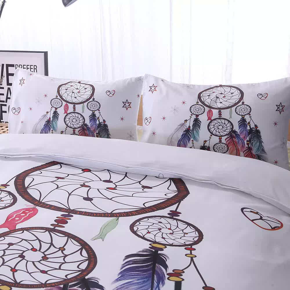 NNEDSZ Dream catcher Printed Duvet Cover Set with Matching Pillowcases - white-Queen