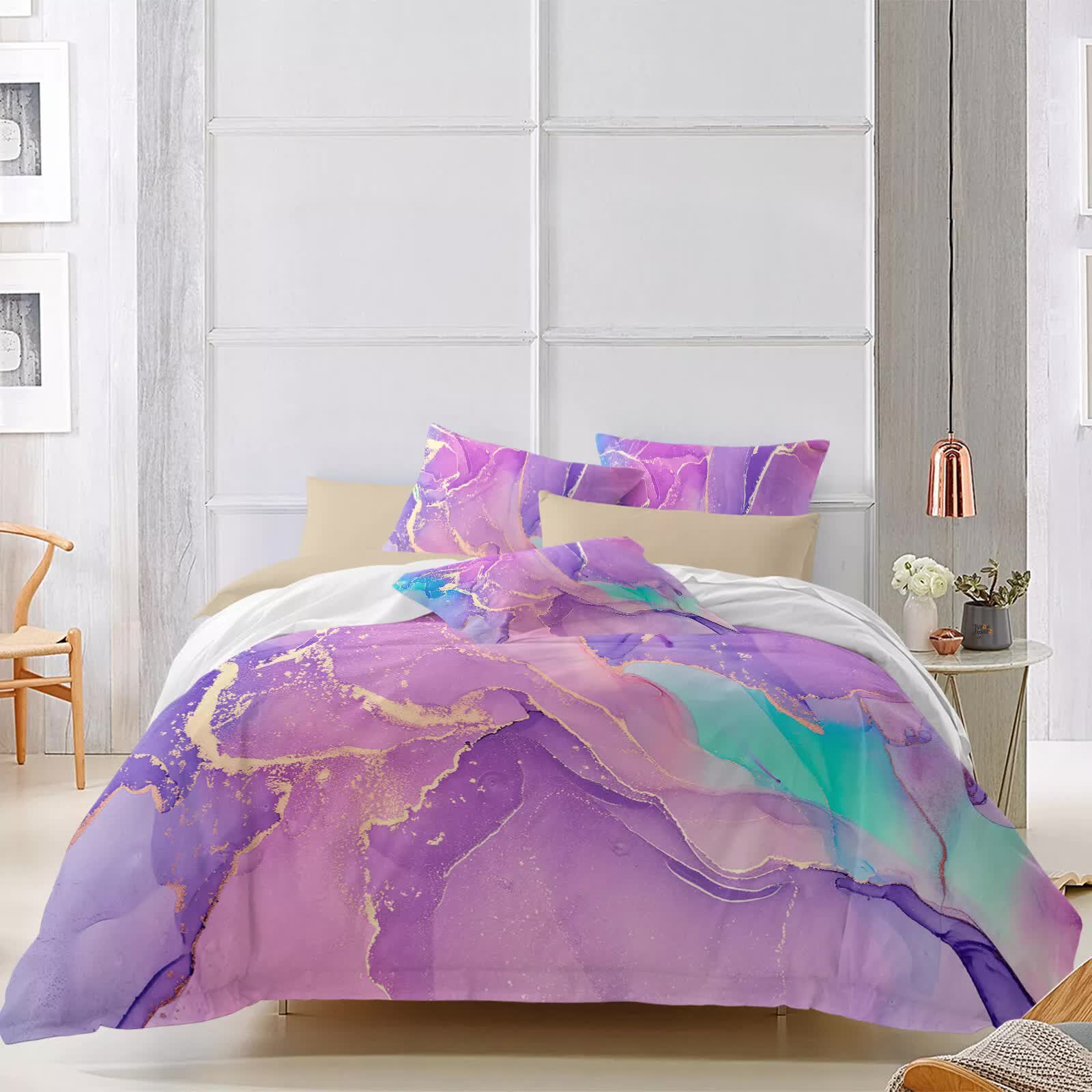 NNEDSZ Modern Stripes Duvet Cover Set - Wrinkle-Resistant Material-King
