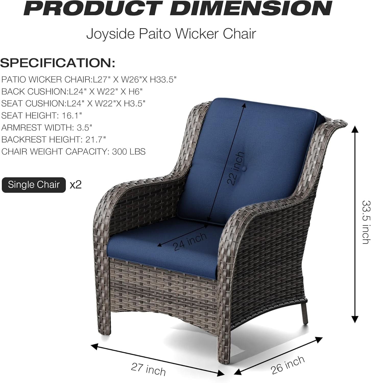 Comfortable Outdoor Wicker Chair Set with Cushions