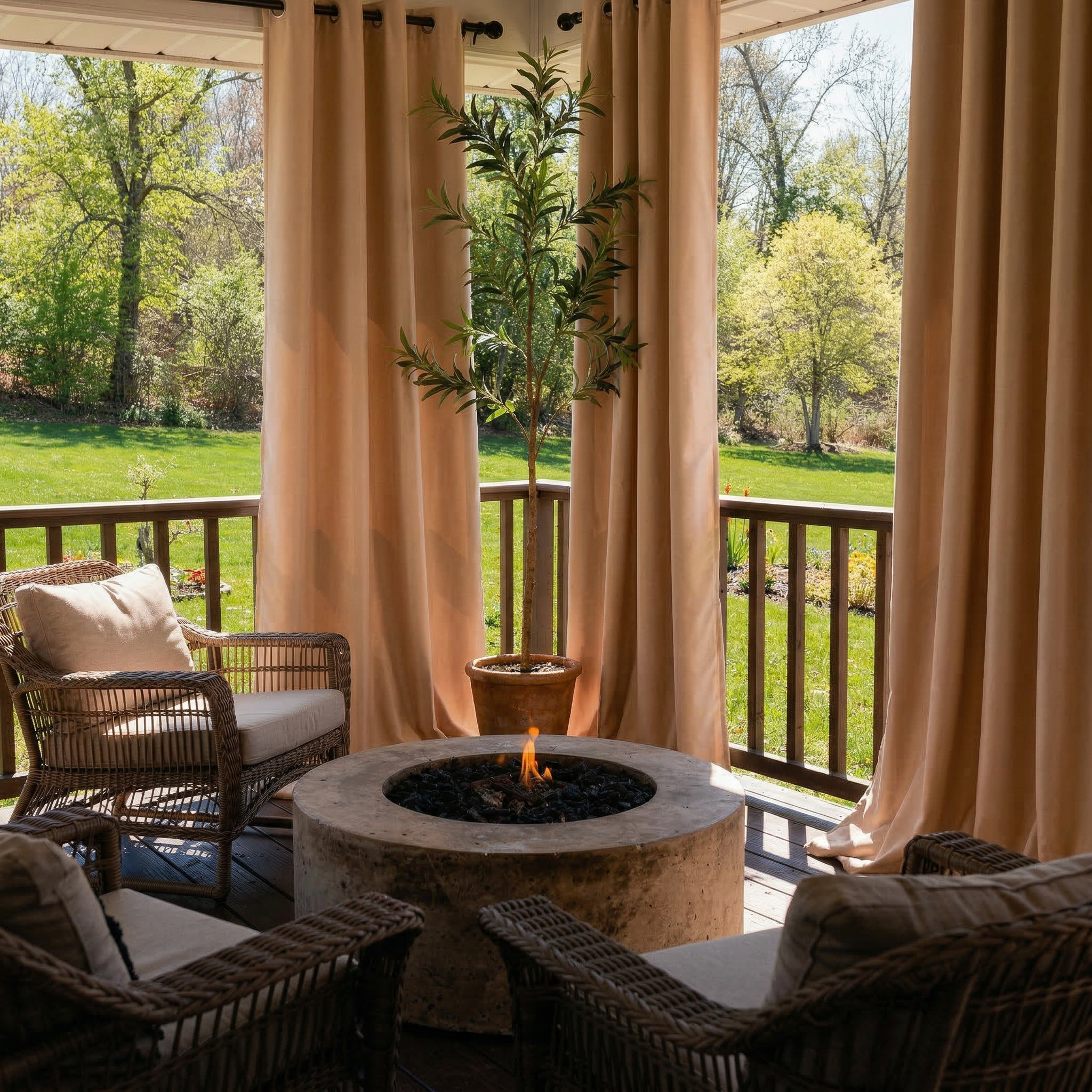 Grommet Top Waterproof Outdoor Curtain