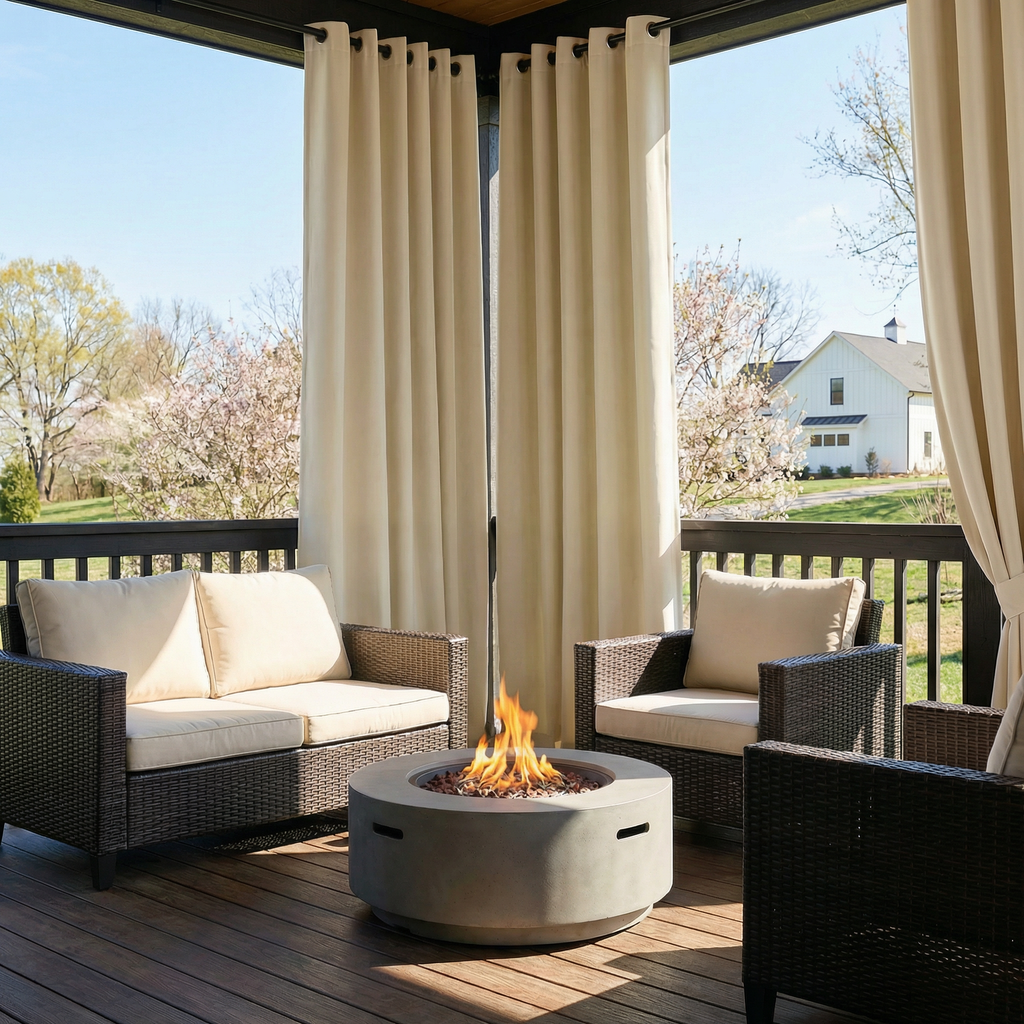 Grommet Top Waterproof Outdoor Curtain