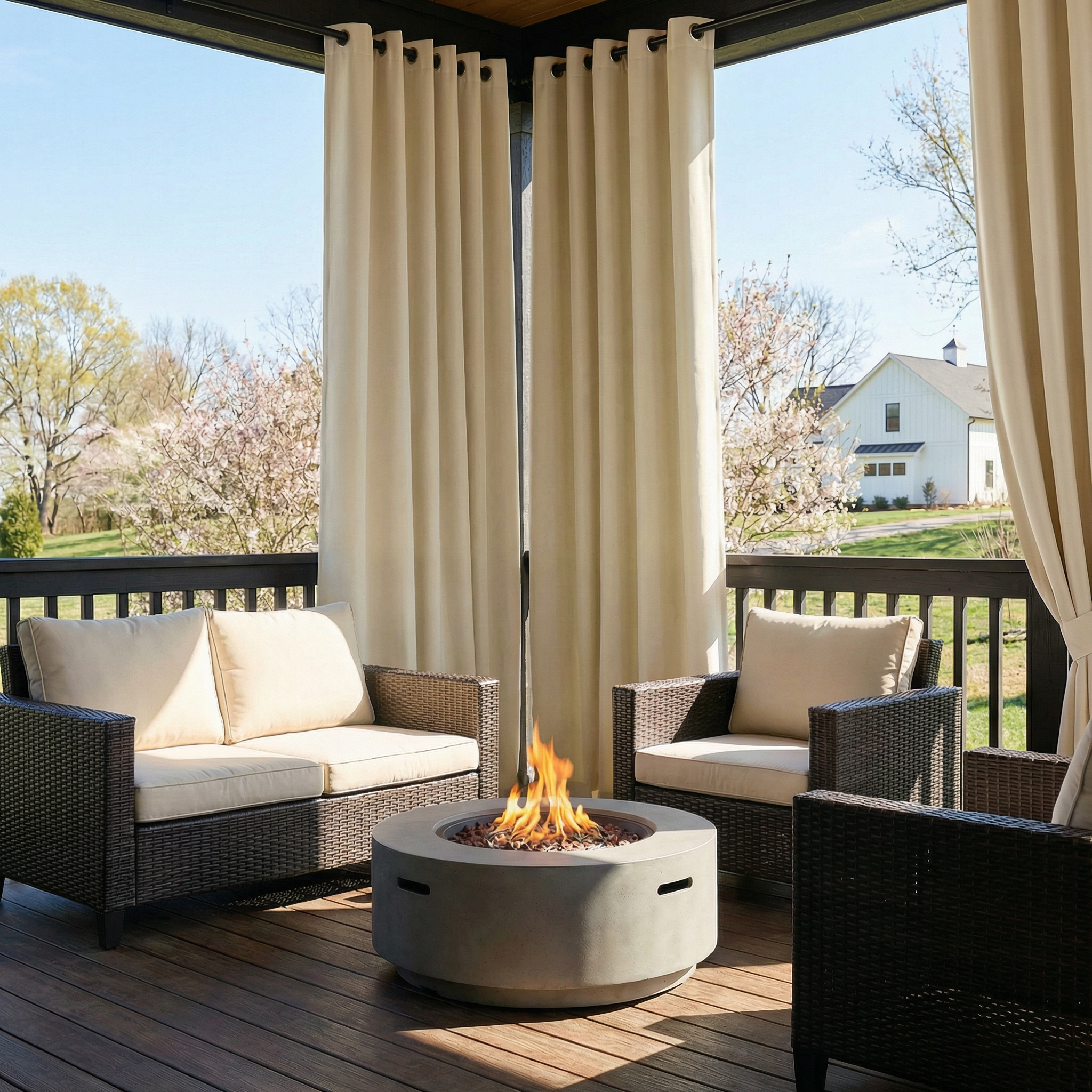 Grommet Top Waterproof Outdoor Curtain