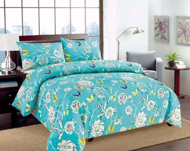 Tache Butterfly Wonderland Blue Floral Cotton Duvet Cover Set