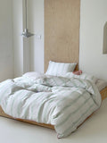 Elegant Coastal Pastel Stripe Silky Smooth Tencel Lyocell Duvet Cover Set -  Queen Size