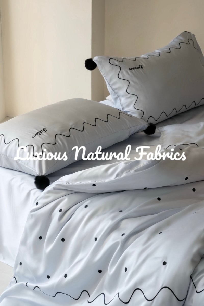 Elegant Retro Nordic Silky Smooth Tencel Lyocell Queen Size Duvet Cover Set