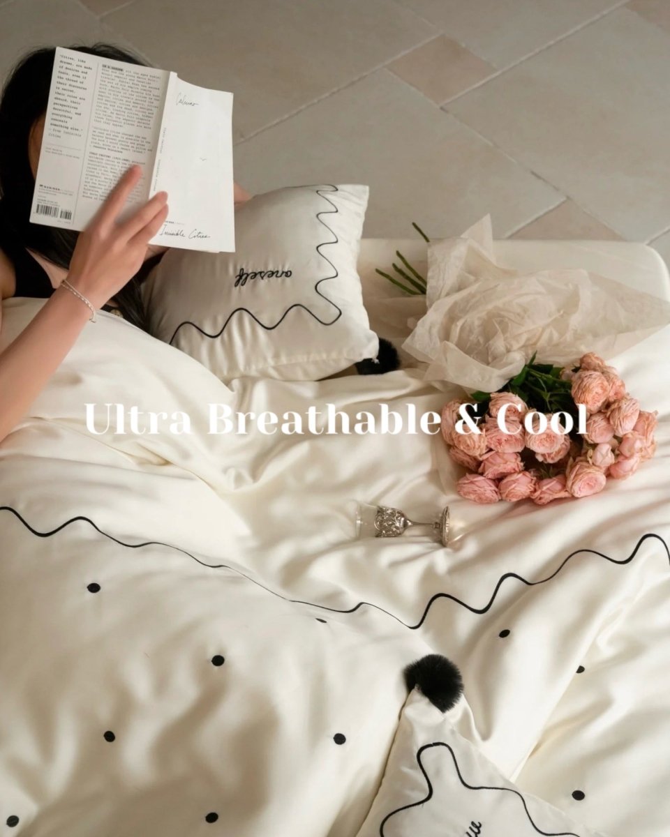 Elegant Retro Silky Smooth Cooling Tencel Lyocell Queen Size Duvet Cover Set