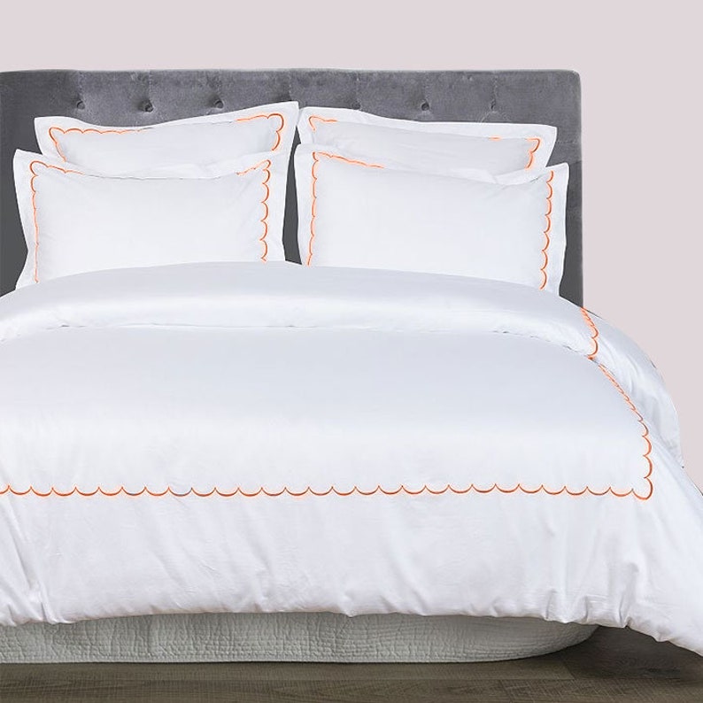 Scallops - Linen Cotton Embroidered Edge Duvet Cover Sets