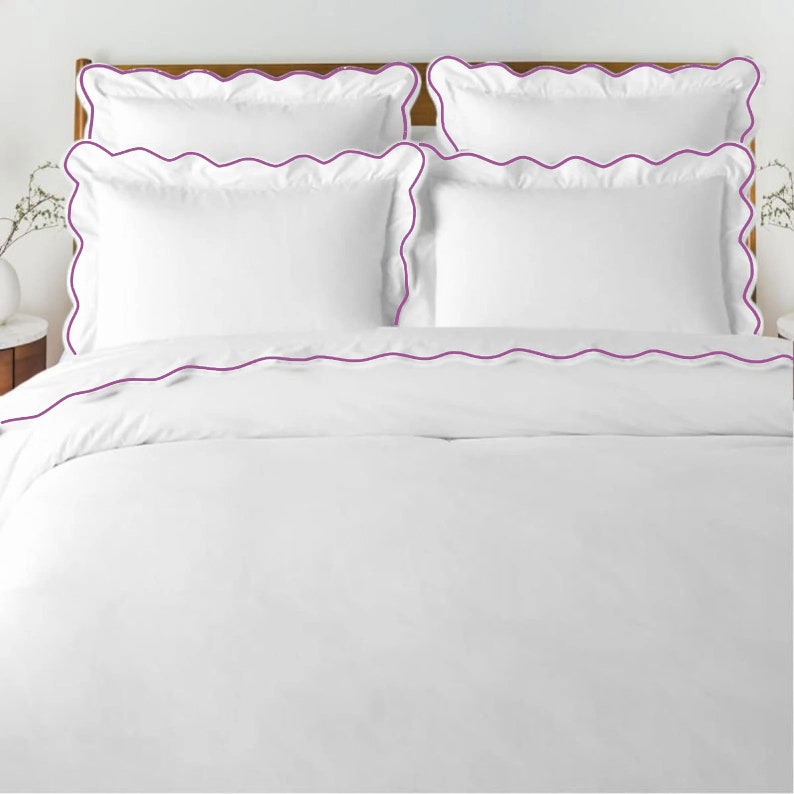 Waves - Cotton Sateen Embroidered Edge Duvet Cover Sets