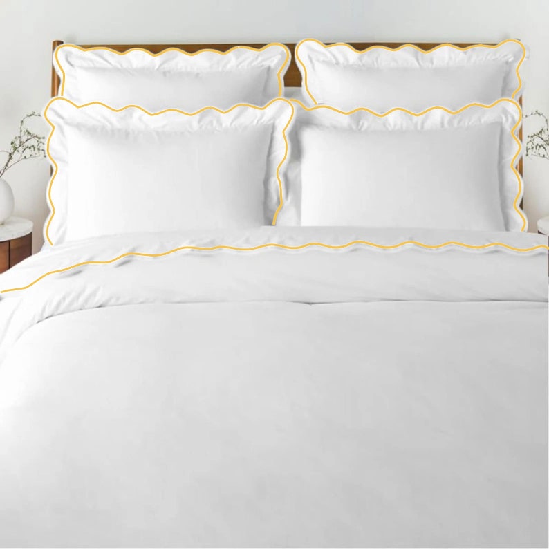 Waves - Cotton Sateen Embroidered Edge Duvet Cover Sets