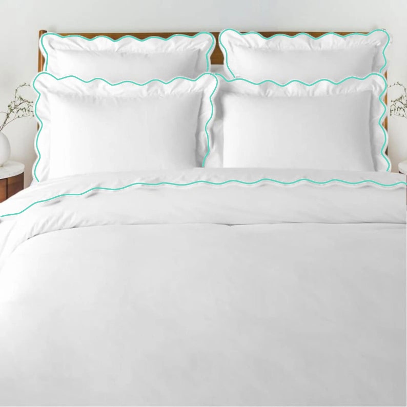 Waves - Linen Cotton Embroidered Edge Duvet Cover Sets