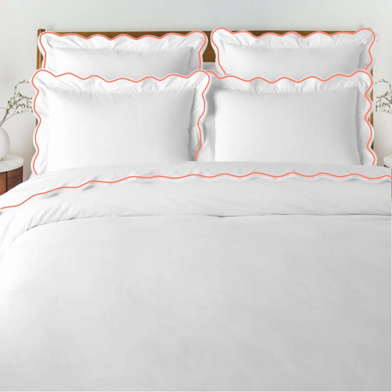 Waves - Linen Cotton Embroidered Edge Duvet Cover Sets