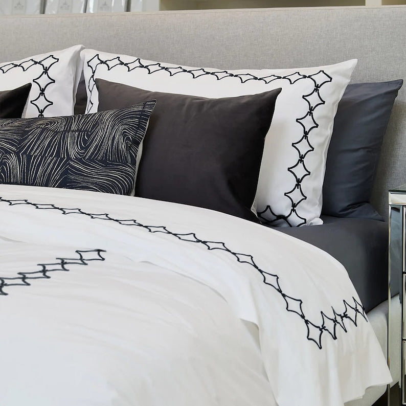 Links - Pure Linen Embroidered Edge Duvet Cover Sets