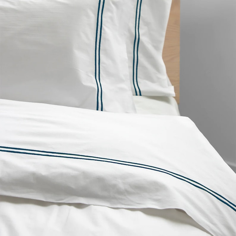 Tracks - Linen Cotton Embroidered Edge Duvet Cover Sets