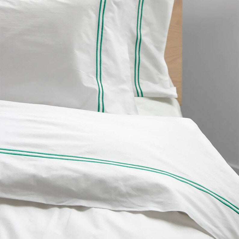 Tracks - Linen Cotton Embroidered Edge Duvet Cover Sets