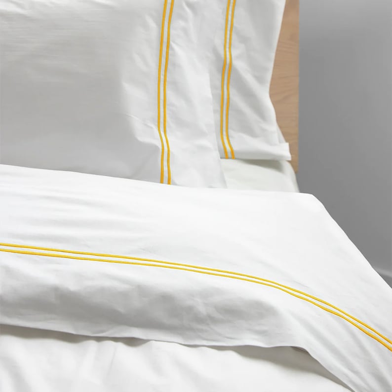Tracks - Linen Cotton Embroidered Edge Duvet Cover Sets