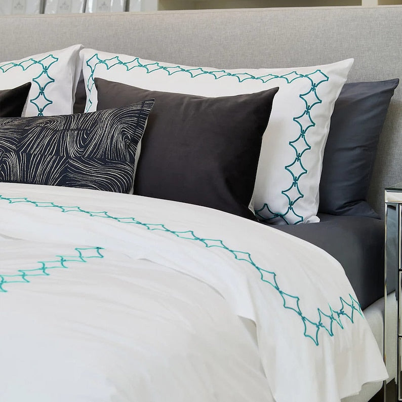 Links - Pure Linen Embroidered Edge Duvet Cover Sets