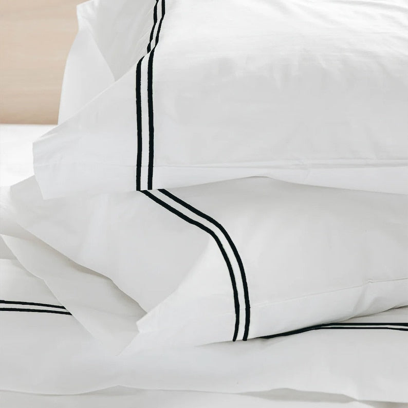 Tracks - Linen Cotton Embroidered Edge Duvet Cover Sets