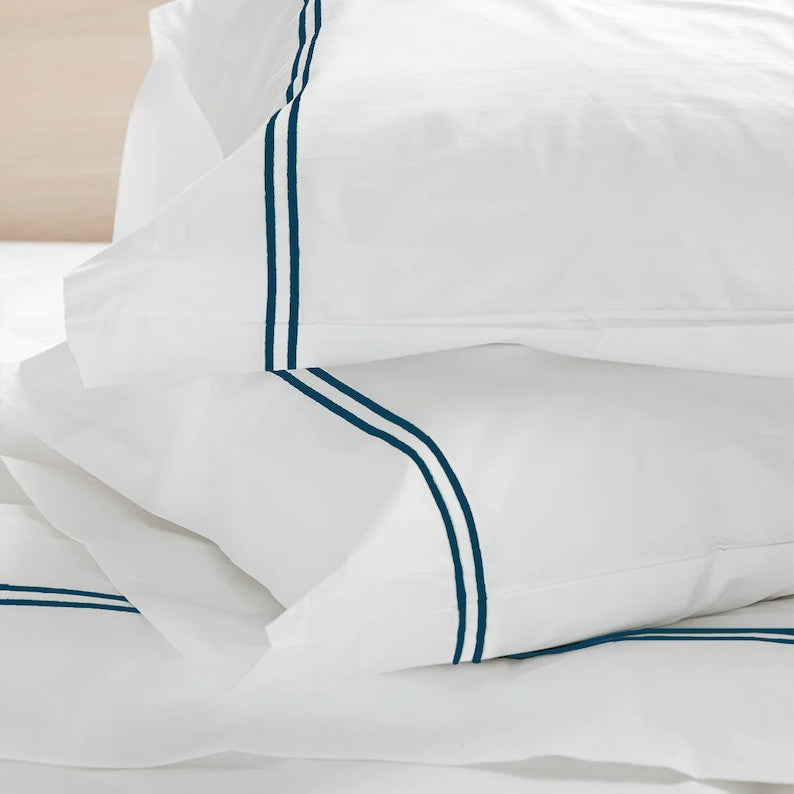 Tracks - Linen Cotton Embroidered Edge Duvet Cover Sets