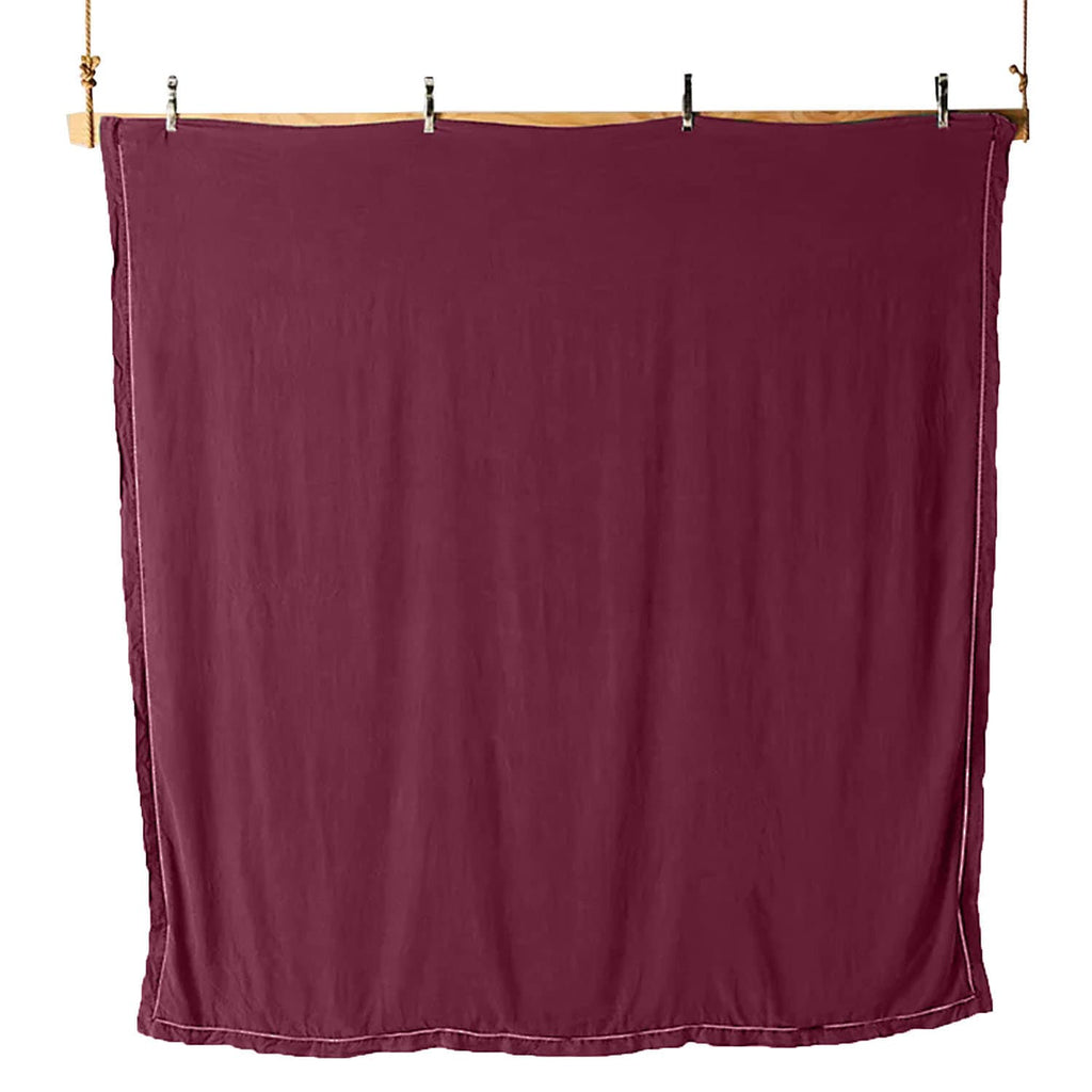 Embroidered Edge Berry 100% Pure Linen | Linen Cotton Mix | 3 Piece Duvet Cover Set | 4 Piece Sheet Set | Handmade | Pre-washed | Soft
