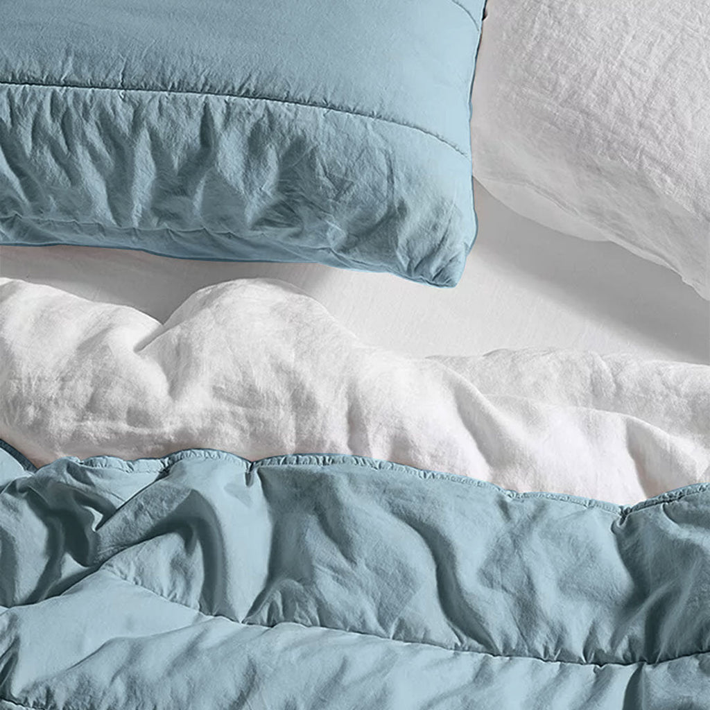 Broad Channel Stitch - Pure Linen Quilt Sets