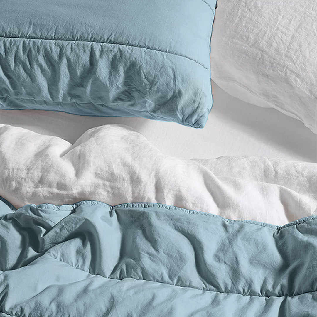 Broad Channel Stitch - Pure Linen Quilt Sets