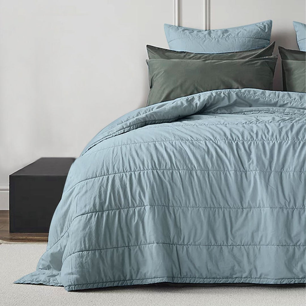 Broad Channel Stitch - Pure Linen Quilt Sets
