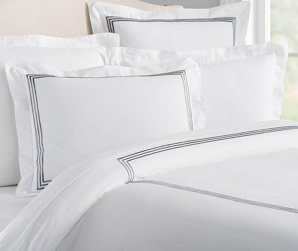 Lines - Linen Cotton Embroidered Edge Duvet Cover Sets