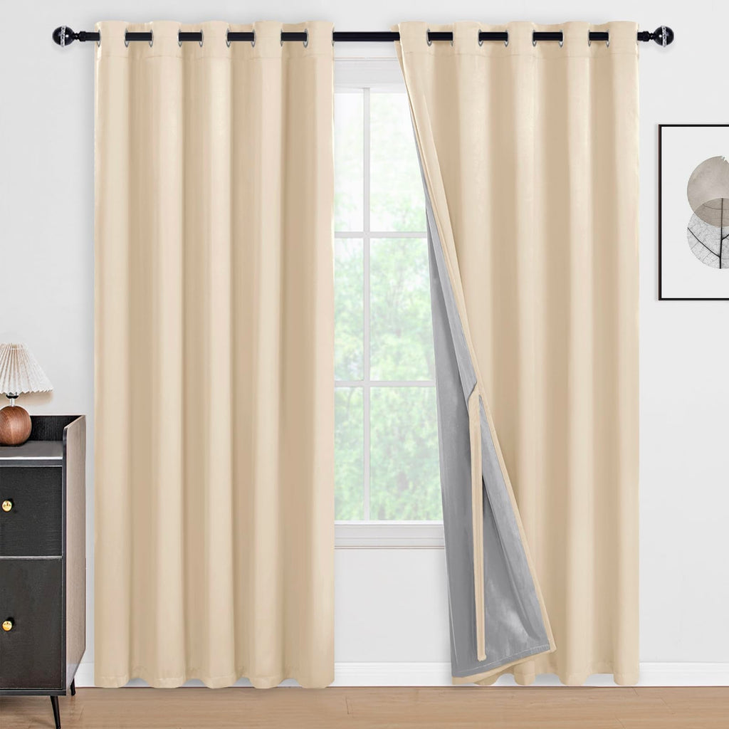 DWCN 100% Blackout Curtains with Tiebacks, Set of 2 Panels
