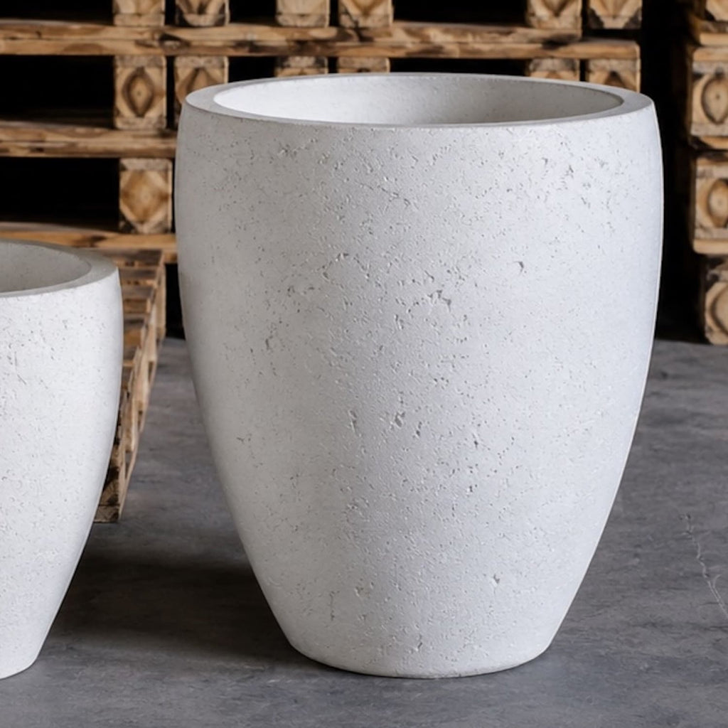 Vessara | White Mist – 55cm Extra Large Concrete Vase Planter – 38L Tall Plant Pot