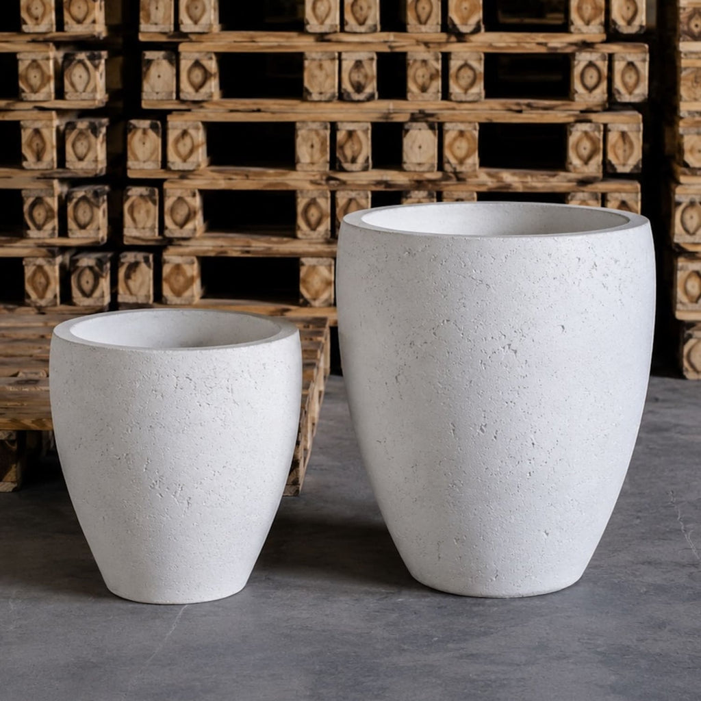 Vessara | White Mist – 55cm Extra Large Concrete Vase Planter – 38L Tall Plant Pot