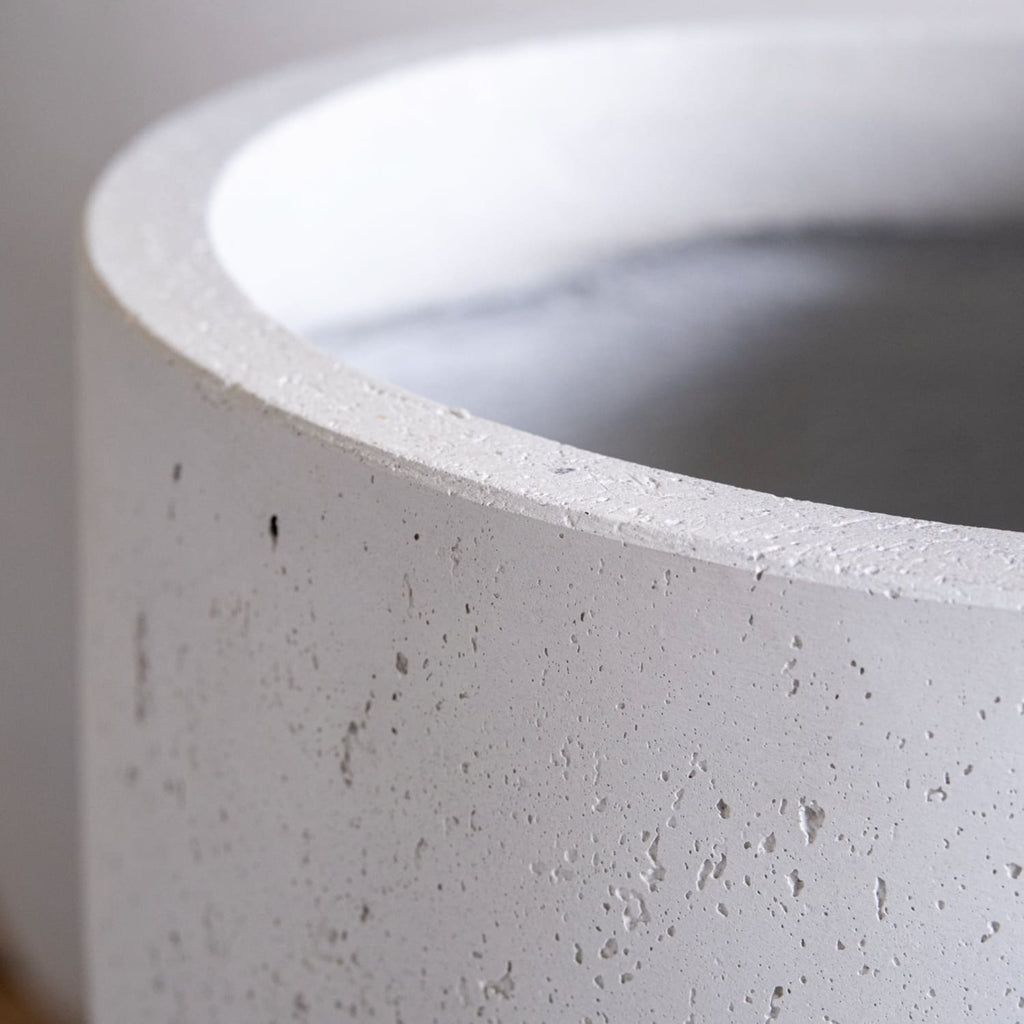 Vessara | White Mist – 55cm Extra Large Concrete Vase Planter – 38L Tall Plant Pot